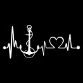 19cm*8.4cm Boat Anchor Heartbeat Monitor Fashion Car-Styling Stickers Black/Silver S3-4952