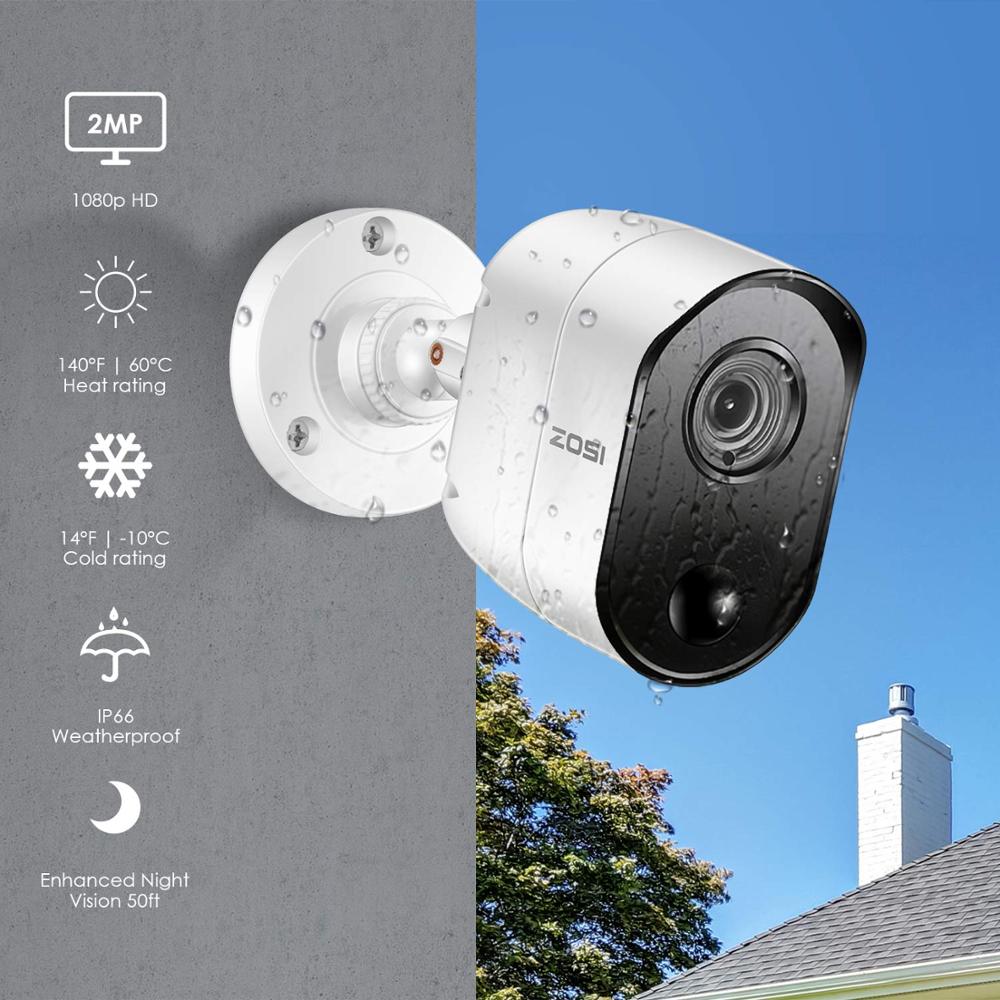 ZOSI CCTV System 8CH 1080P DVR with PIR sensor 4pcs 1080P 2.0MP Security Cameras IR outdoor IP66 Home Video Surveillance kit