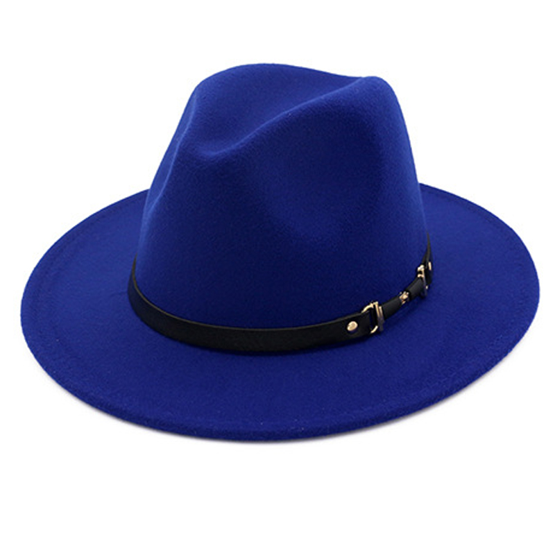 YOYOCORN Wide Brim Simple Church Derby Top Hat Panama Solid Color Felt Fedoras Hat for Men Women artificial wool Blend Jazz Cap