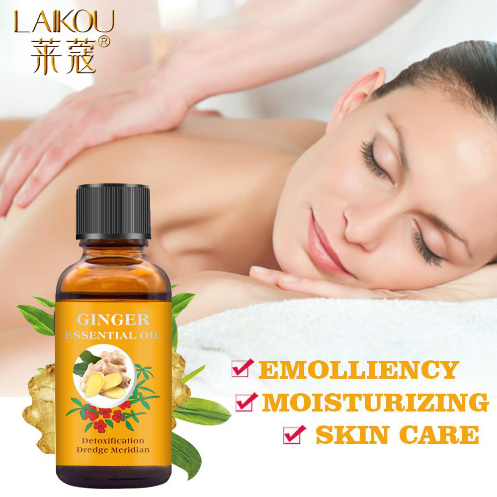 LAIKOU 30ML Ginger Massage Oil Relaxing Body Massage Scraping Essential Oil Relieve Fatigue Pure Natural Body Oils Skin Care