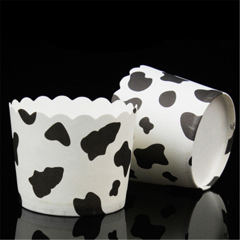 50pcs Cute Cow Cupcake Paper Cases Oil-proof Muffin Cupcake Paper Cup Cupcake Liners Baking Cups Party Cake Mold Decorating Tool
