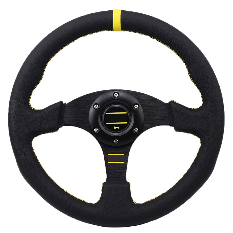 Universal 350mm 13 inch Car Racing Steering Wheel PVC Leather Aluminum Bracket Sport Steering Wheel with Logo Horn Button