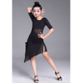 New Kids Child Girls Latin Dance Dress Fringe Latin Dance Clothes Salsa Costume Black Red Ballroom Tango Dresses For Sale