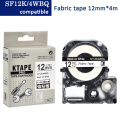 CIDY 2pcs Compatible SF12K LTC12-8 Fabric Iron-on label Tape FOR Epson/KingJim label maker 12MM Black on white LW300 LW400 LW700
