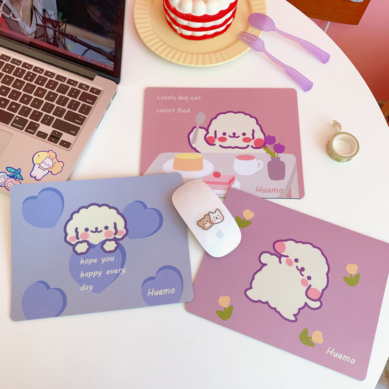 Korean Ins Cartoon Cute Curly Dog Mouse Pad PU Antiskid Waterproof Student Computer Office Creative Kawaii Desk Mat Stationery