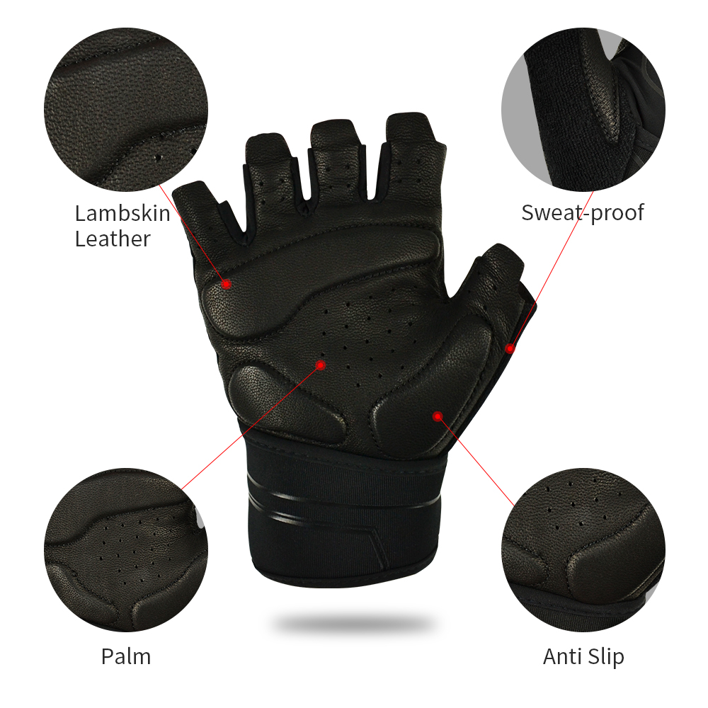 Savior Weightlifting Fitness Gloves Anti-slip Leather Wrist Support Gym Gloves for Men Women