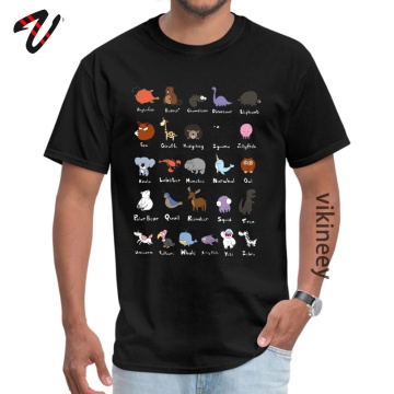 Latest The Animal Alphabet Pulp Fiction Short Grandpa T-Shirt Fall O Neck Pure Cotton T Shirt for Men T-shirts Leisure