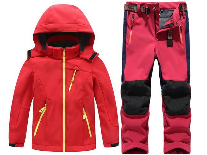 MAZEROUT Winter Boys Girls Waterproof Outdoor Softshell Jackets Kids Fleece Sportwear Camping Windproof Skiing Hiking Pant J31