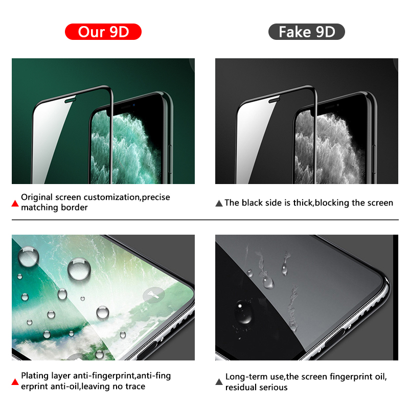 9D Protective Glass for IPhone 6 6S 7 8 plus X XS 12 mini 11 pro MAX glass on Iphone 7 8 XR XS X 11 12 Pro MAX screen protector