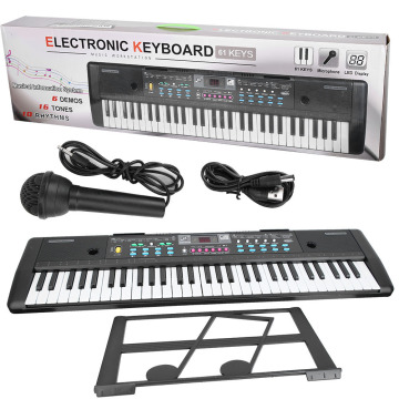 Electronic Keyboard 61 Keys Electronic Organ Digital Music Keyboard with Microphone Kids Toy Children Gift USB Power Cable