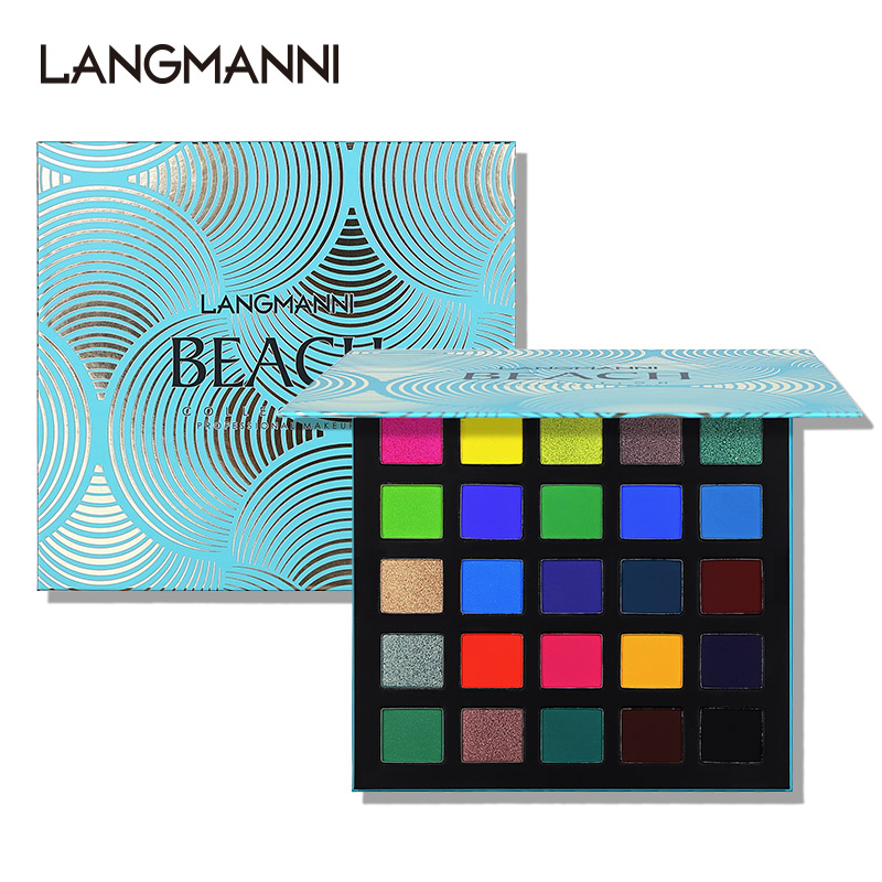 Langmanni 25 Color Matte Pearlescent Shimmer Eyeshadow Palette Delicate Long-lasting Makeup Eye Shadow Waterproof Comestic TSLM2