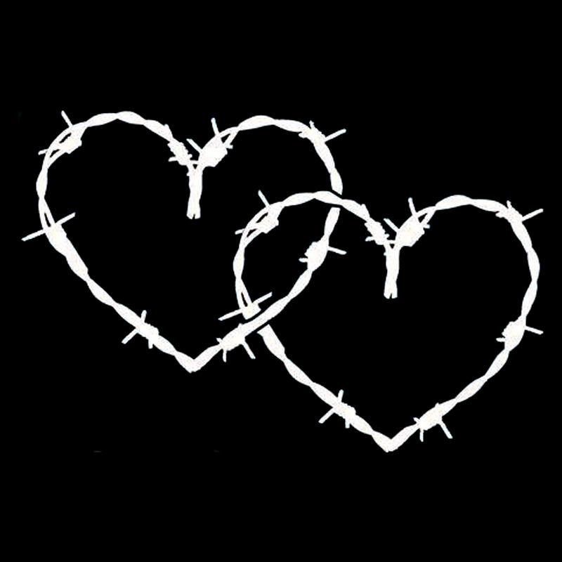 20.3cm*13.5 Barb Barbed Wire Hearts Vinyl Car-Styling Stickers Decals Black/Silver S3-4963