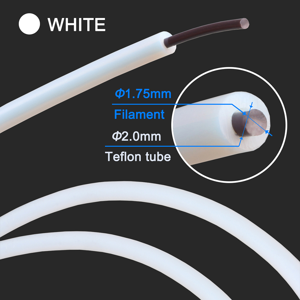 3D Printer hotend Parts PTFE Tube Teflonto Pipe Bowden Extruder 1.75mm ID2mm OD4mm 1M 2M with Cutter and Cable tie White Black
