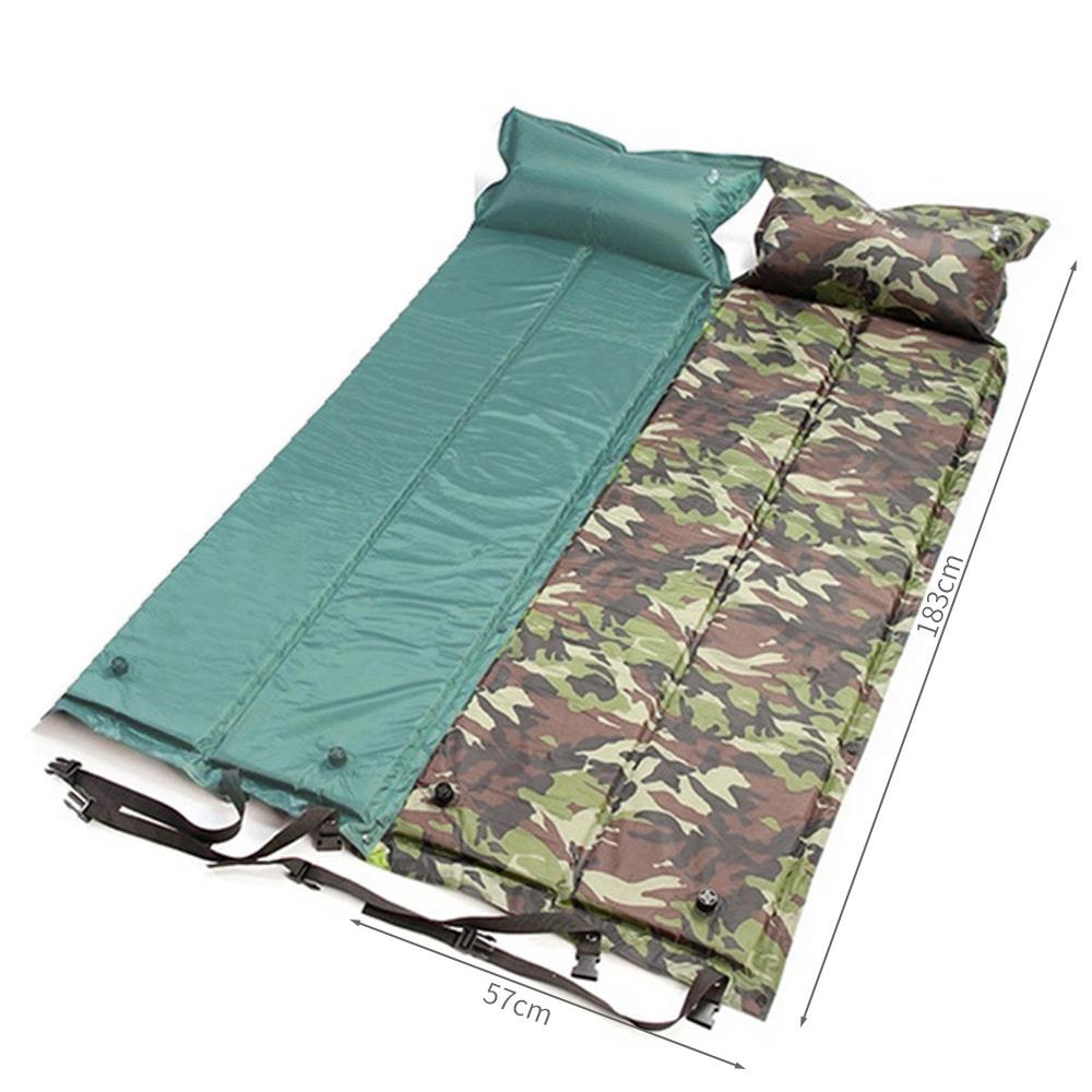 3 colors Inflatable Sleeping Pad Fold in Half Camping Mat With Pillow air mattress Sleeping Cushion Outdoor Tent Supplies