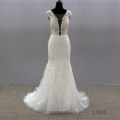 Fashion Deep V Neck Beautiful Flower Lace Pattern Sexy Tulle Backless Wedding Dress Bridal Gowns