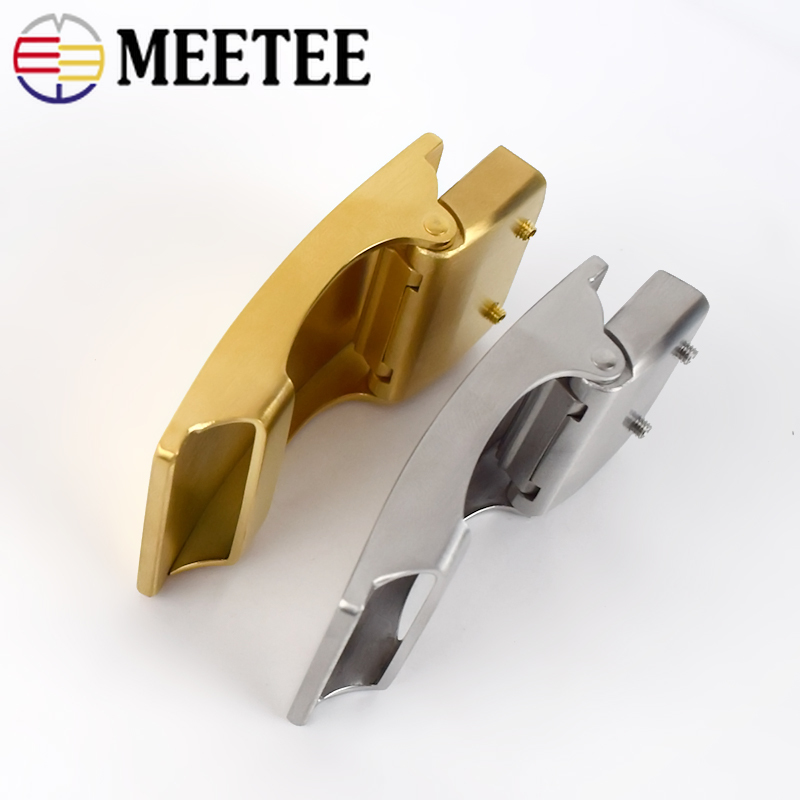 Meetee 1pc 36mm Stainless Steel Men's Belt Buckle Without Teeth Automatic Head DIY Business Casual Leather Craft Accessories