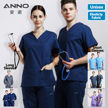 ANNO Elasticity Cotton Spandex Body Nurse Uniform For Women Men Scrubs Suit Dental Hospital Set Work Wear Nursing Clothing