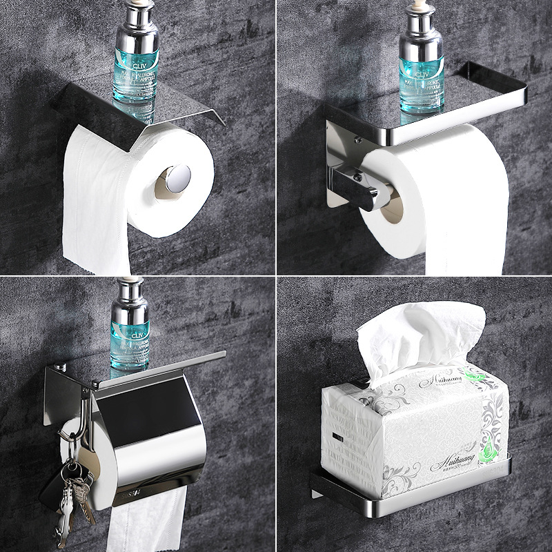 304 Stainless Steel Tissue Box Roll Stand Mobile Phone Stand Toilet Paper Holder Bathroom Tissue Holder