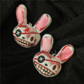 Bloody One-eyed Rabbit Plush Keychain Harajuku Handmade Animal Key Ring For Women Couple Unique Accessories Pendant Halloween