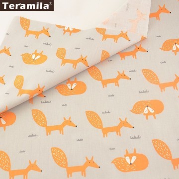 Teramila Fabrics 100% Cotton Twill High Quality Printed Cartoon Orange Animals Tissue Patterns Home Textile Dolls Decoration