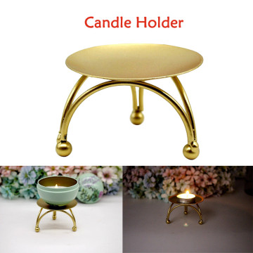 1pc Iron Candle Holder Round Table Golden Candlestick for Party Wedding Ornament Geometric round desktop decoration ornaments#50