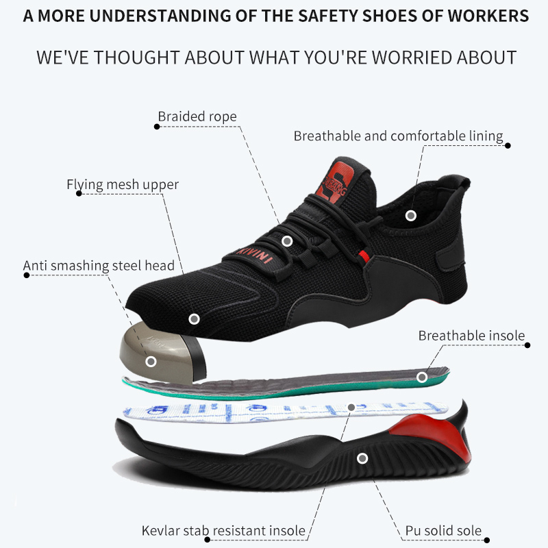 Dropshipping Men women Work Shoes Steel Toecap Safety Boots European standard anti-smash anti-puncture sport shoes Safety Shoes