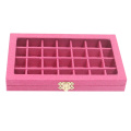 Colorful 28 Grids Clear Jewelry Tray Showcase Display Storage Linen Cases