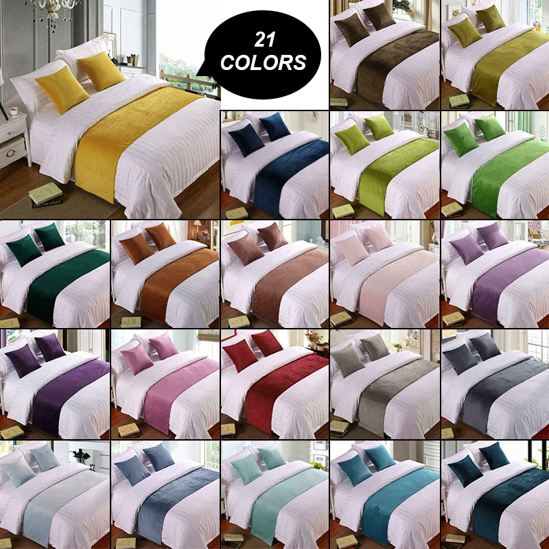European Style Luxury Velvet Bed Runner Throw Home Hotel Decoration Bed Flag Wedding Bedroom Bed Tail Towel Pillowcase