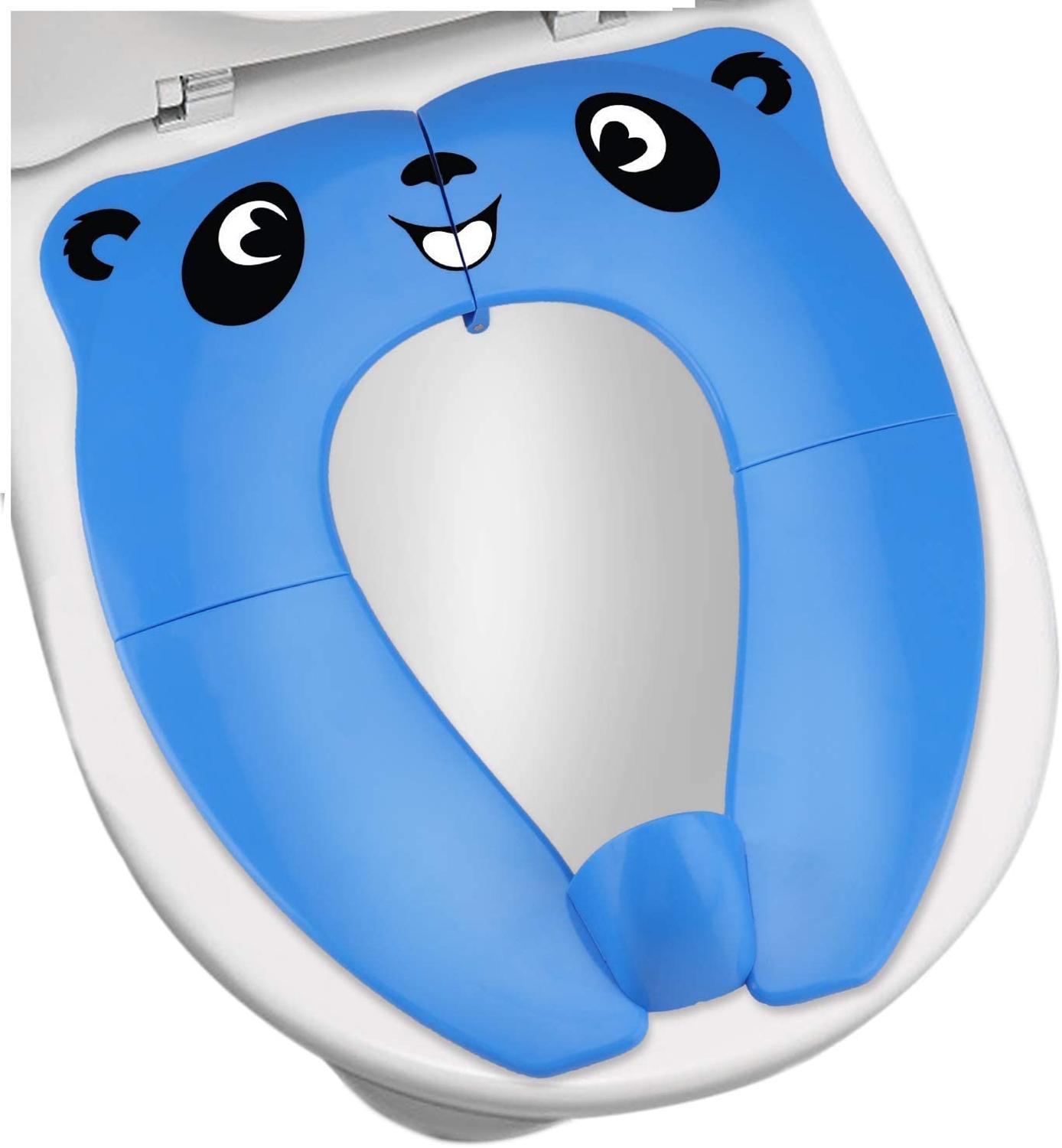 Toilet Training Seat Portable Toilet Seat Toddler PP Material with Carry Bag and 10 Packs Disposable Toilet Seat Covers (blue)