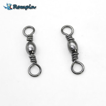 Rompin 50pcs/lot Barrel Fishing Swivel With Solid Ring Black Barrel Swivels Fishing Line Hook Connector Size 6 8 10 12 14 16