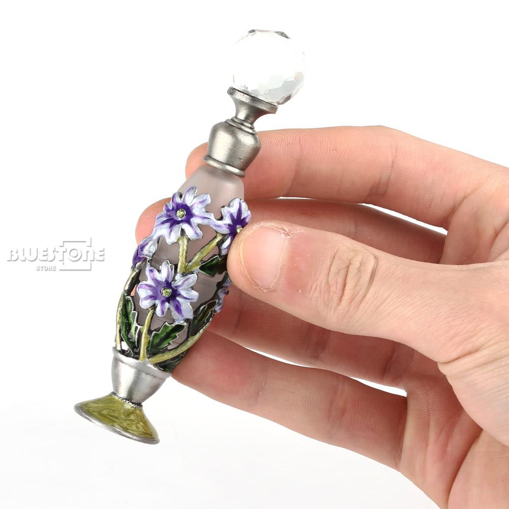 Vintage Perfume Metal Flower Empty Bottle Refillable Wedding Decor Gift 7ml