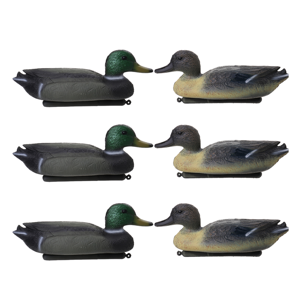 6 Pcs 3D Lifelike Duck Decoy Floating Lure w/ Keel PE Duck Hunting Decoy for Outdoor Hunting Fishing Attracting Ducks