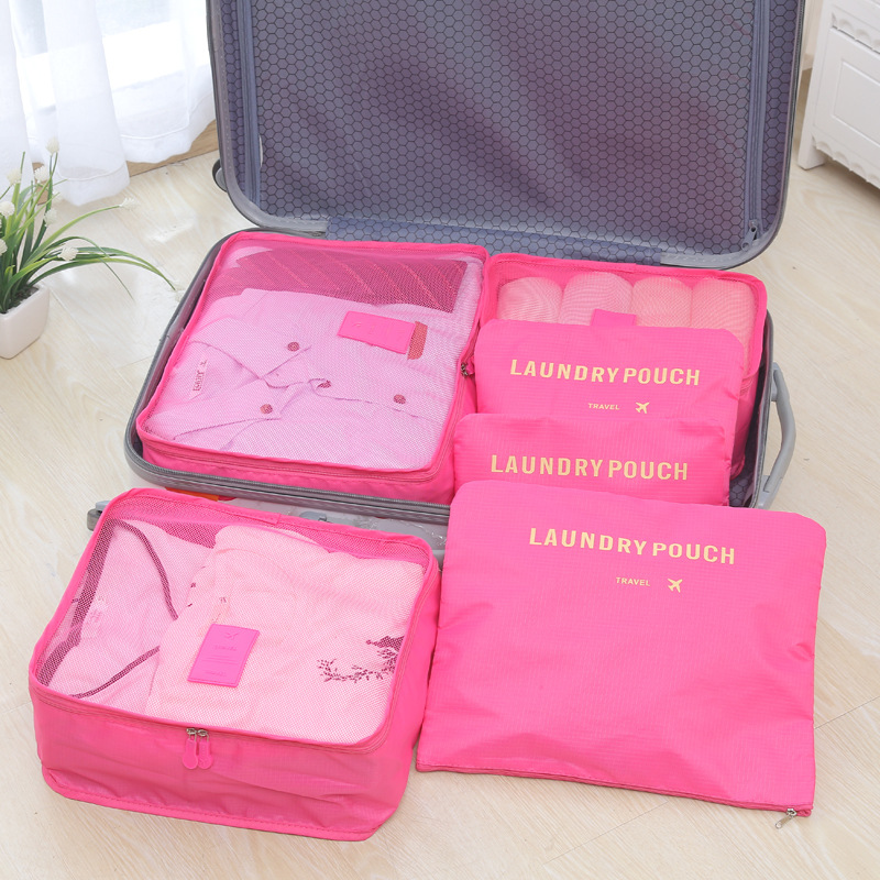 Nylon Packing Cube Travel Bag System Durable 6 Pieces Set Large Capacity of Bags Unisex Clothing Sorting Organize Wholesale