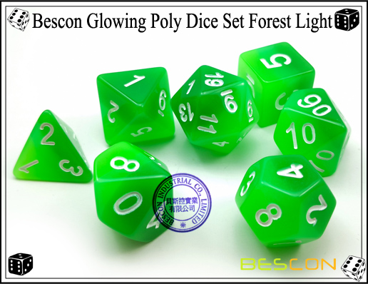Bescon Glowing Poly Dice Set Forest Light-6