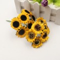 12pcs/lot 3cm Mini Silk Sunflower Gerbera Artificial Flower Wedding Dresser DIY Wreath Gift Box Cut & Clip Craft Fake Flower