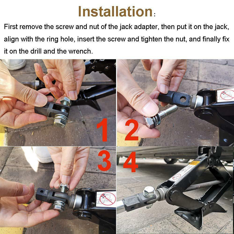 Scissor Jack Adaptor 1/2'' For Use With 1/2 Inch Drive Or Impact Wrench Tools IJA001 Strong And Durable Auto Accessories