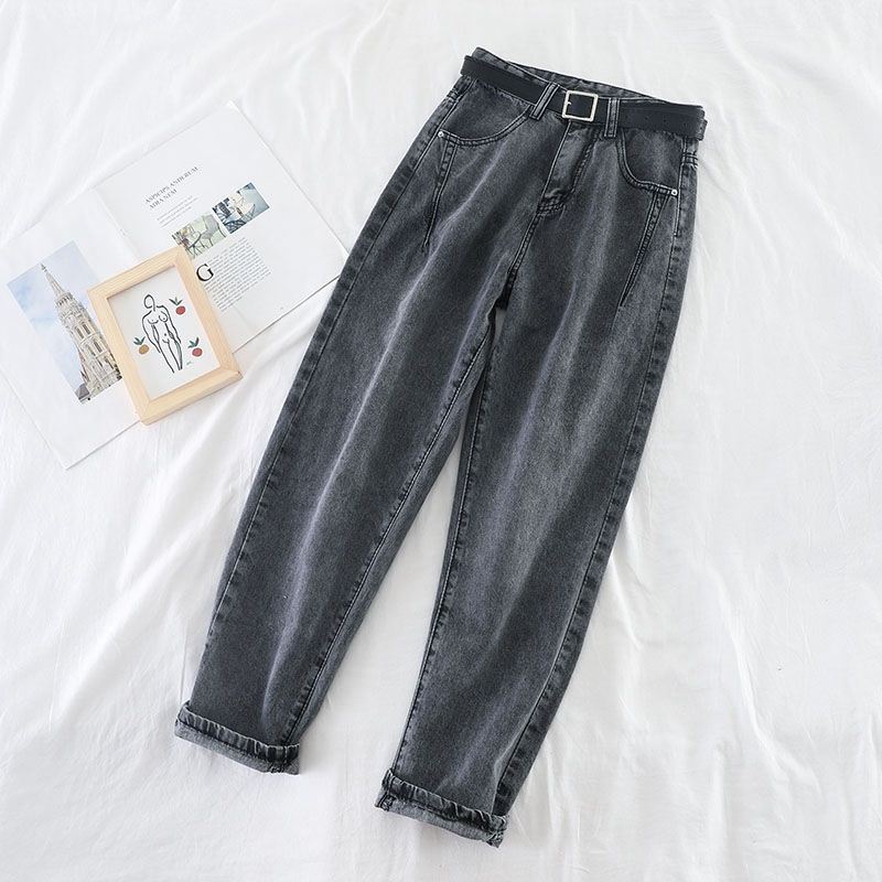 Korean High Waist Jeans Women Harem Pants Loose Casual Plus Size High Street Denim Trousers Pantalon Femme Vintage With Belt B90