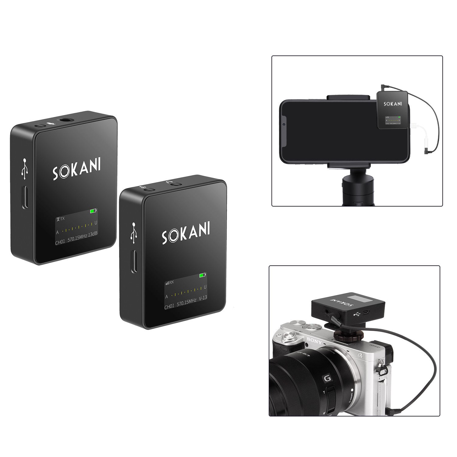 Sokani Tiny UHF Wireless Microphone Lapel Lav Video Mic For Conference Studio Mic For iPhone Smartphone Canon Sony Nikon Camera