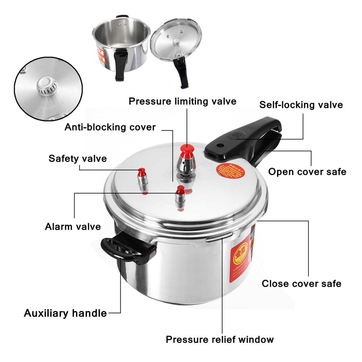 3/4/6L Kitchen Pressure Cooker cookware soup Meats pot 18/20/22cm gas stove/open fire Pressure Cooker for Home Outdoor Camping