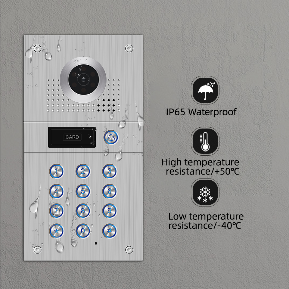 Tuya Smart App Remote Control WiFi Wired Video Door Phone Intercom Access Control System Motion Detection Code Keypad RFID Card