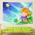 Cute Girl Happy Childhood Tapestry Wall Hanging 200x150cm Decor Cartoon Lovely Child Polyester Curtains Plus Long Table Cover