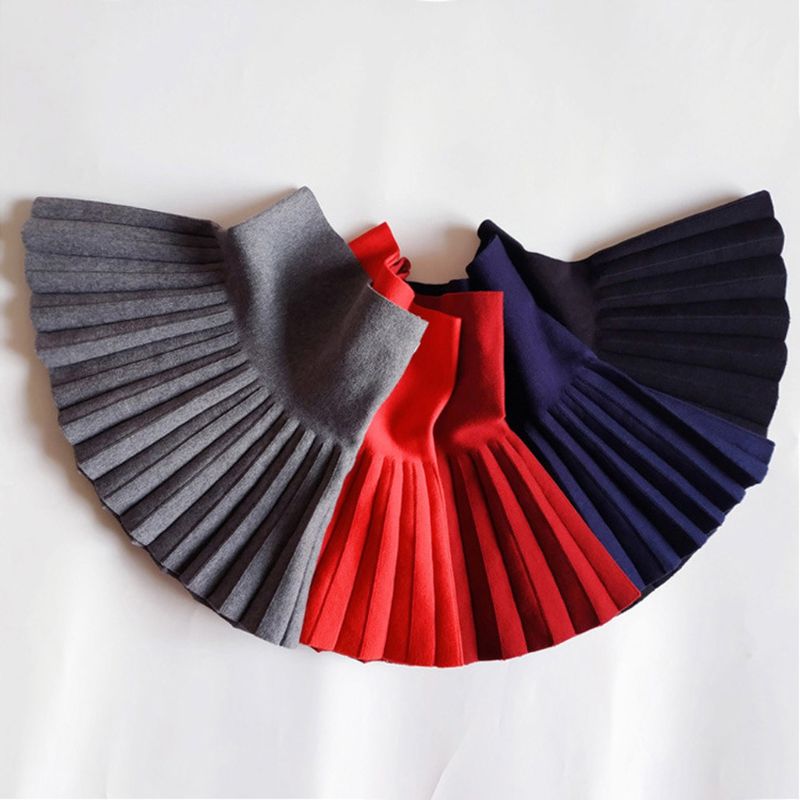 Baby Children Clothing School Girls Knit Skirt Bottoming Princess Pleated Skirts