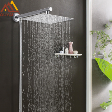 Quyanre Chrome Rainfall Shower Faucet Wall Mount Bathroom Shower System Ultrathin Shower Head Shower Arm Shower Hose Shower Kits