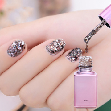 Glitter Nail Polish 6ml 15 Colors Nail Glue Sequin Nail Paint Shine Nail Lacquer Nail Art Tool