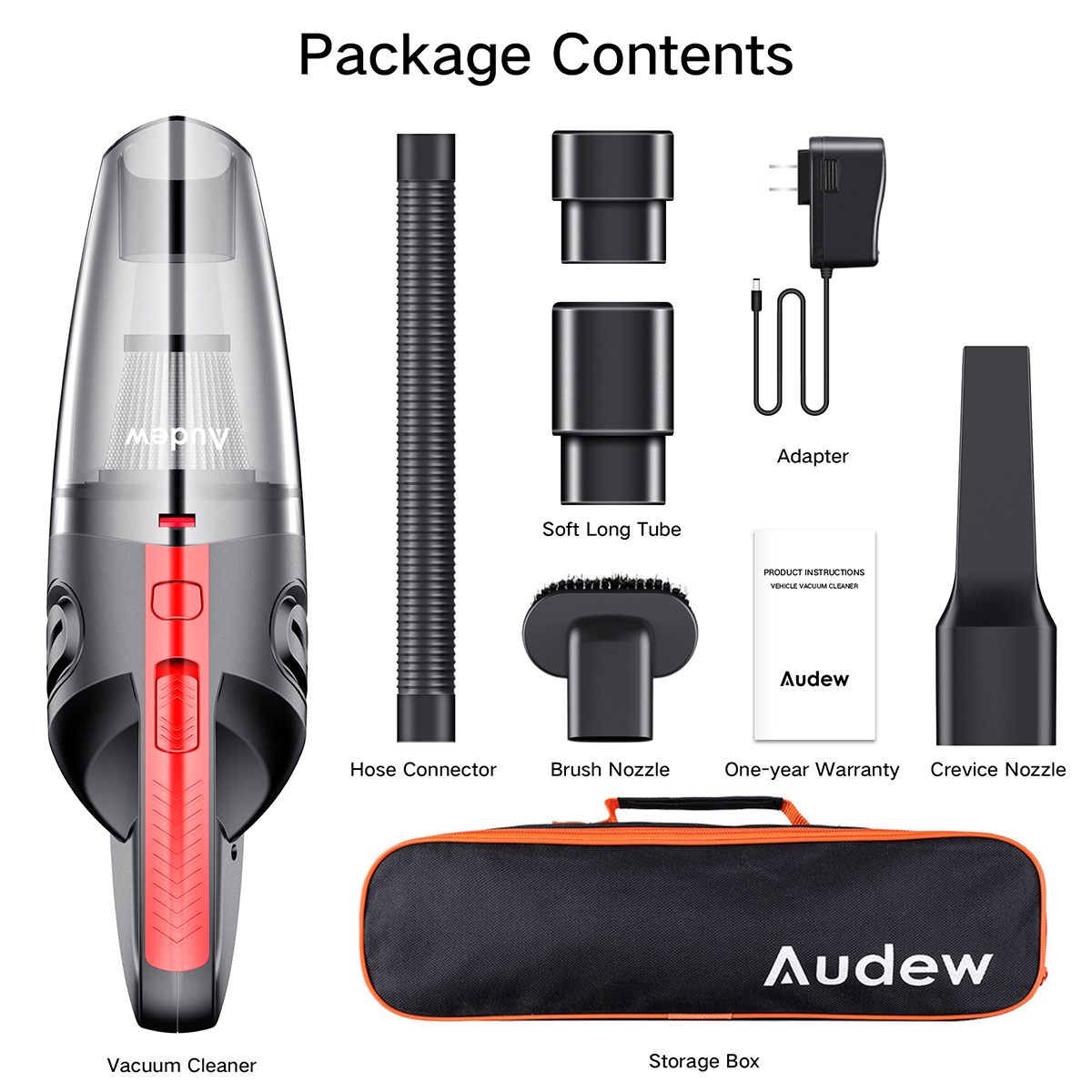 AUDEW 120W 4000pa Handheld Home Vacuum Cleaner HEPA Filter Mini Portable Rechargeable Cordless Wet Dry Use 2200mAh