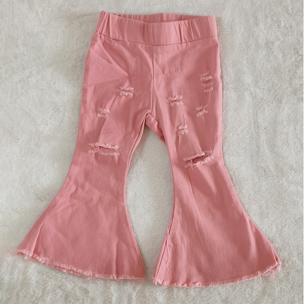 hot sale baby girls designer pants girls jeans toddler baby girls long pants bell bottom jean pants baby kids jeans