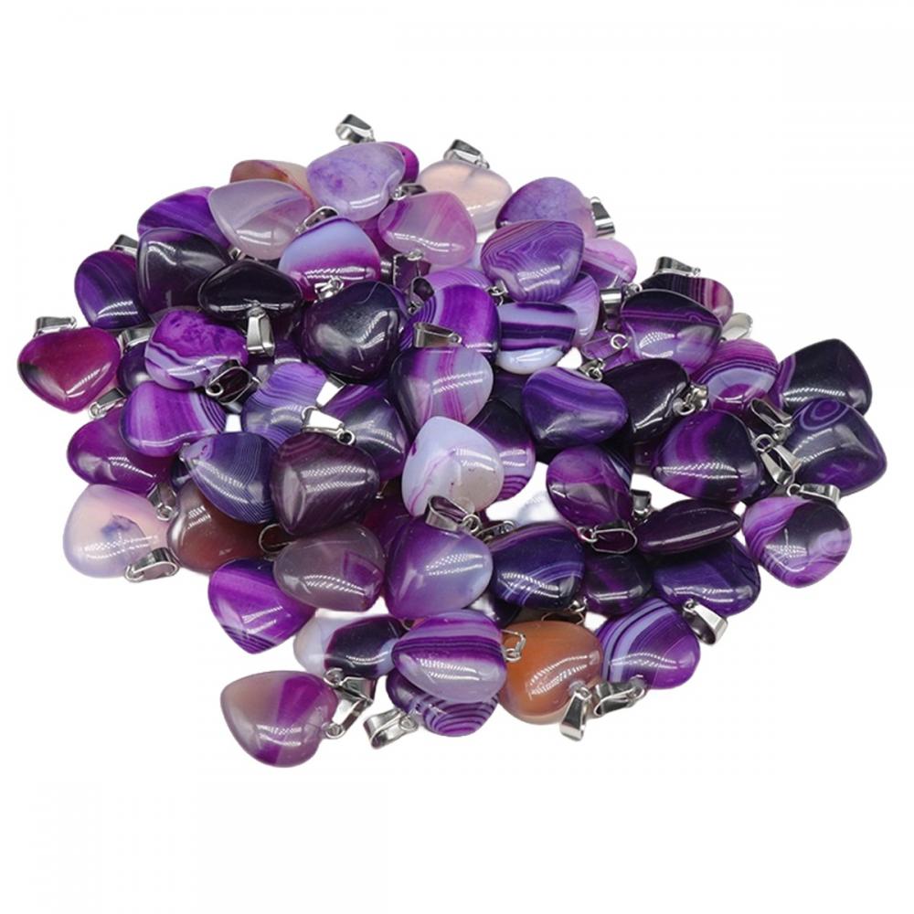 Colorful Agate Heart 20mm Gemstone Assorted Heart Pendant Natural Red Agate Charm Pendant for DIY Jewelry Making