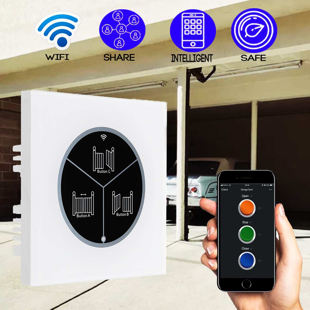 Wireless Garage Door Opener Remote Control WiFi Switch Smart WiFi Remote Control for Automatic Door Gate Universal