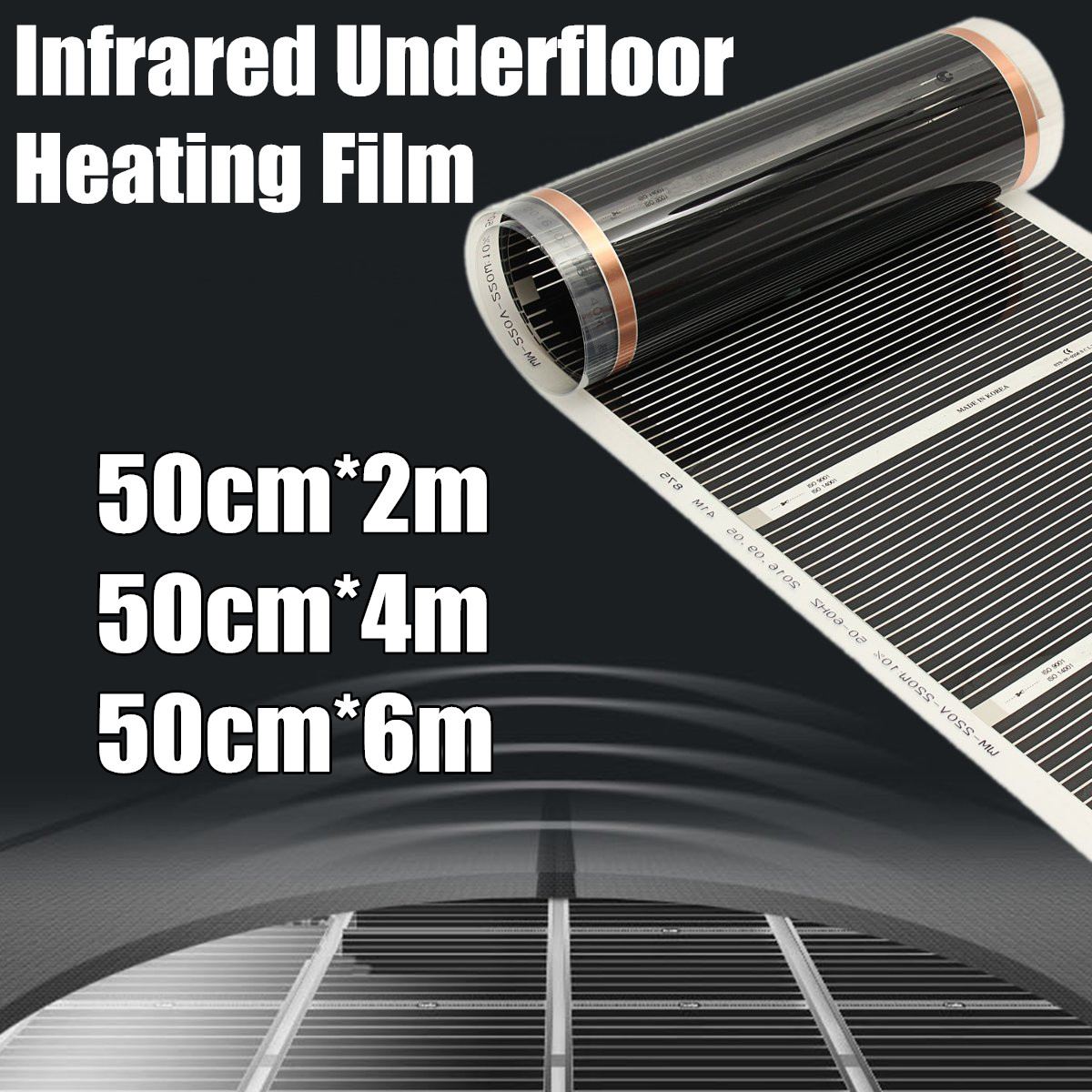AC 220V Underfloor Infrared Heater Electric Floor Heating Film Floor Warmer Warm Mat Laminate / Solid Flooring Heating System