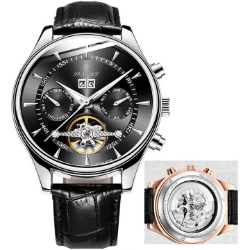 SENORS SN129 Men`s Watch Mechanical Automatic Wrist Watches Week Display Date Clock Skeleton Tourbillon Men Watches Reloj Hombre